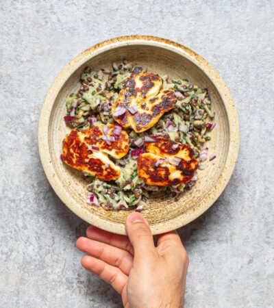 Grilled Halloumi with Tzatziki Lentil Salad